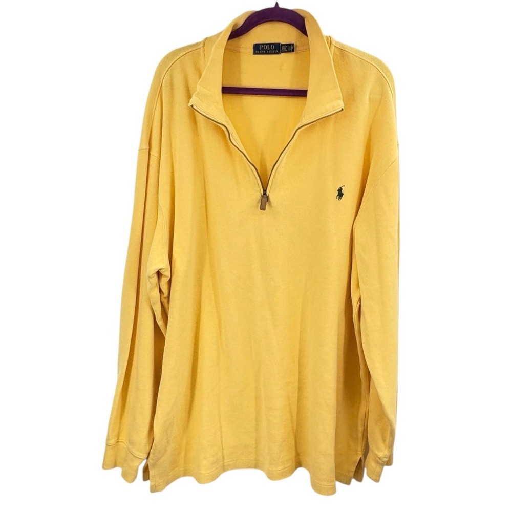 Polo Ralph Lauren Pullover Mens 2XLT Big & Tall Yellow Luxury Quarter-Zip Cotton